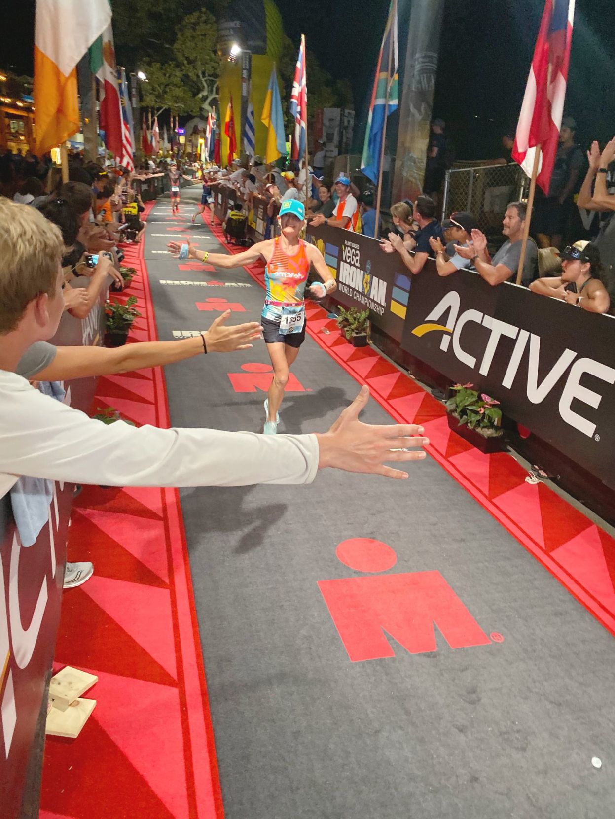Sarah Gott at Ironman World Championship finish line